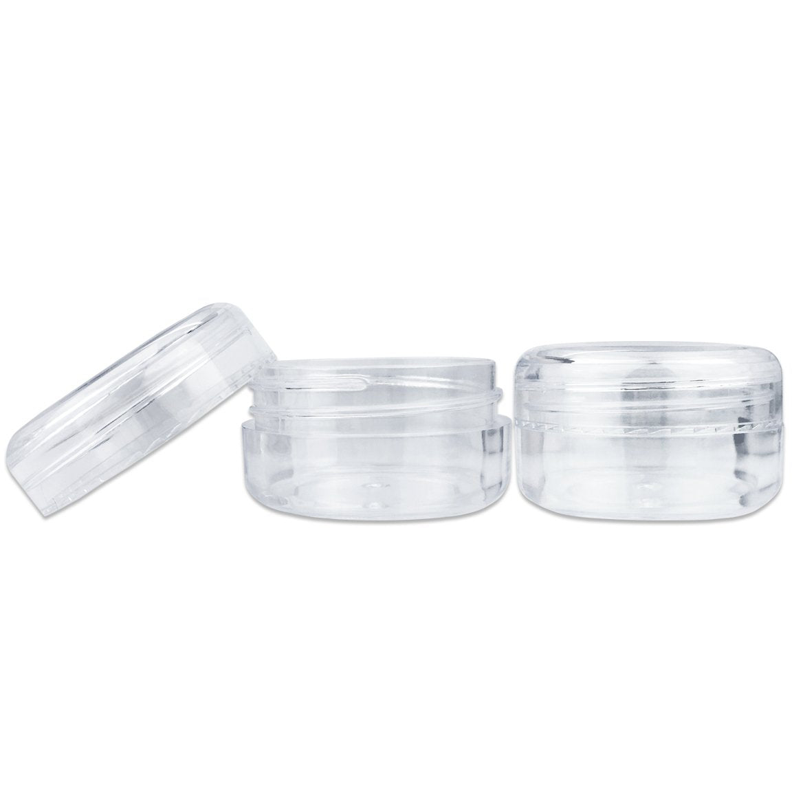 12 Pack Clear Plastic Jars Containers with Screw On Lids