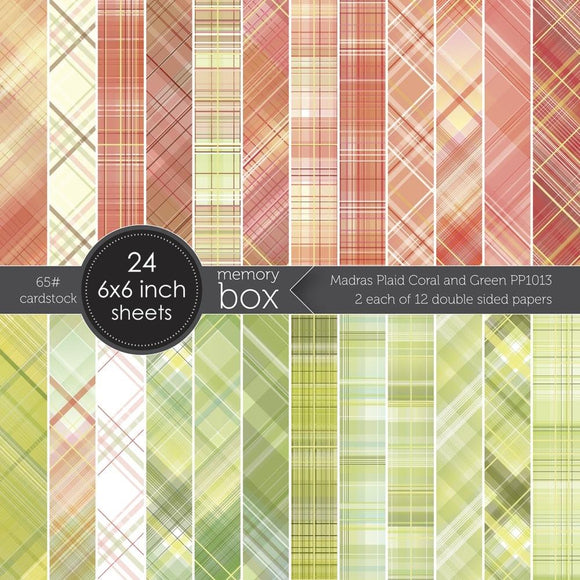 PP1013 Madras PLaid Coral and Green 6 x 6