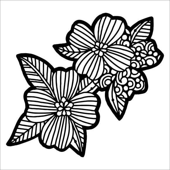 TCW984 Dogwood Pair 6x6 Stencil