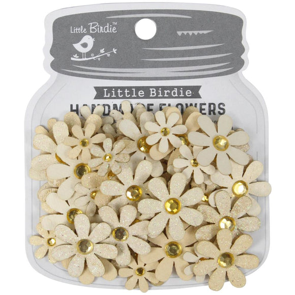 Ivory Pearl Sparkle Florettes Paper Flowers