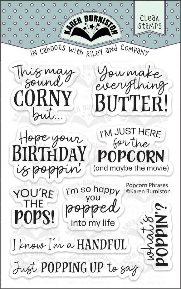 CS011 Popcorn Phrases Clear Stamp Set