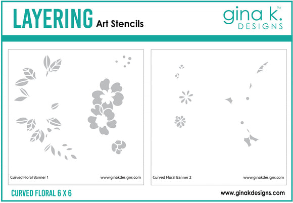 Curved Floral Banner Layering Stencil