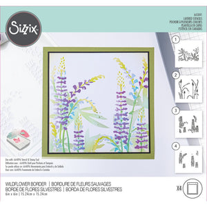 Sixxiz 6x6" Layered Stencil - Wildflowers