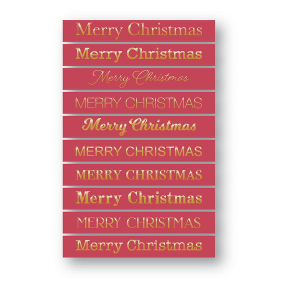 ST--002 Merry Christmas Foil Greetings Rose Tabs