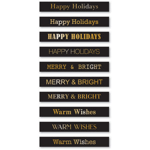 ST019 Holiday Wishes Foil Greetings Black Tabs