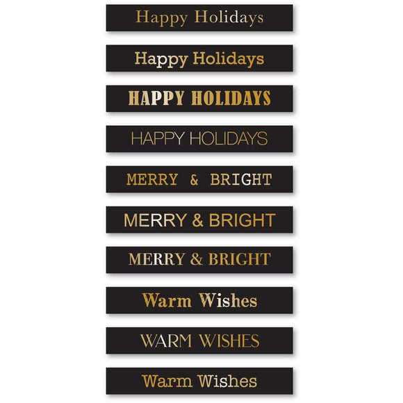 ST019 Holiday Wishes Foil Greetings Black Tabs