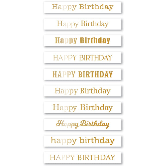 ST024 Happy Birthday Foil Greetings White Tabs