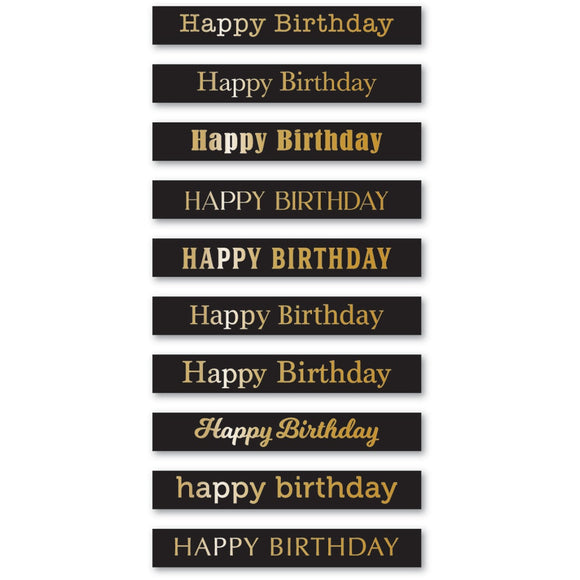 ST025 Happy Birthday Foil Greeting Black Tabs