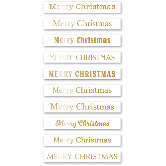 ST026 Merry Christmas Foil Greetings White Tabs