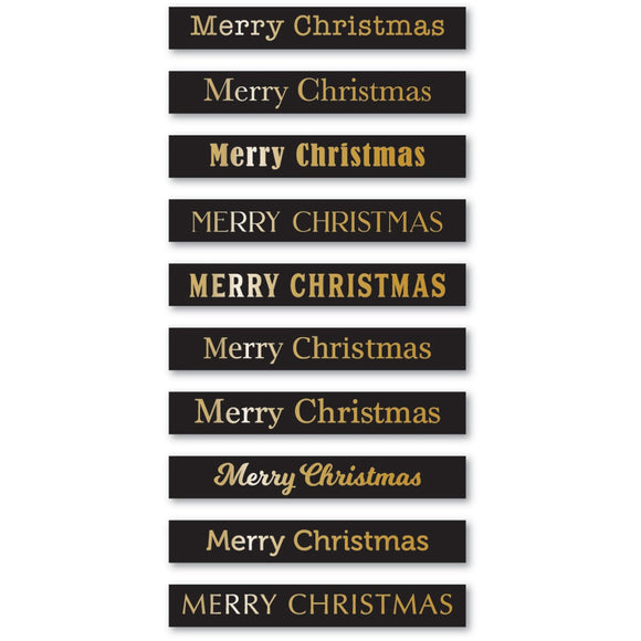 ST027 Merry Christmas Foil Greetings Black Tabs