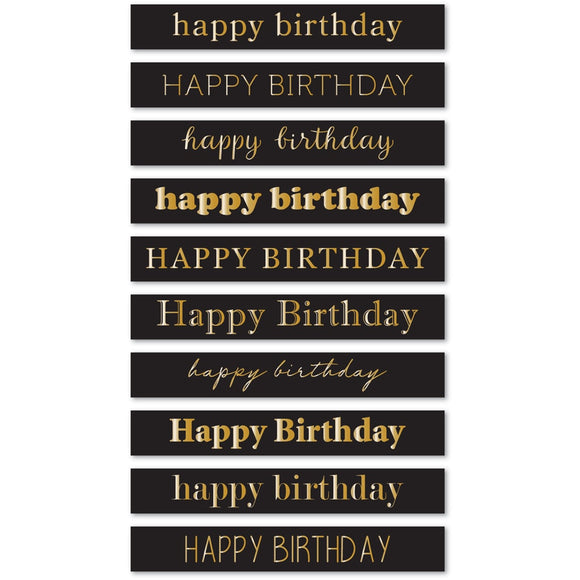 ST033 Happy Birthday Foil Greetings Large Black Tabs