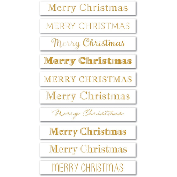 ST034 Merry Christmas Foil Greetings Large White Tabs