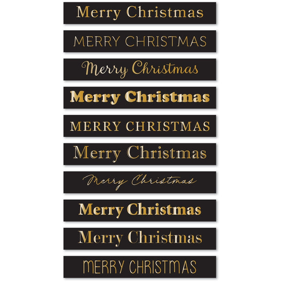 ST035 Merry Christmas Foil Greetings Large Black Tabs