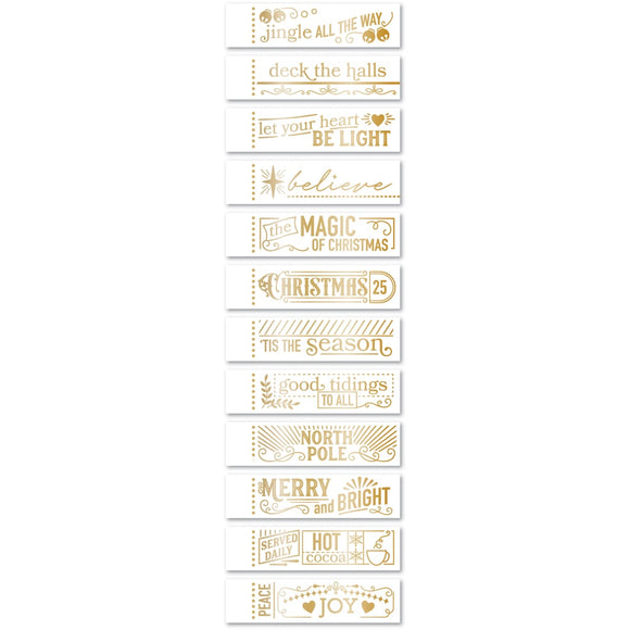 ST036 Christmas Magic Labels White Foil Tabs