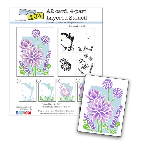TCW6065 Layered A2 Lotus Bouquet Stencil