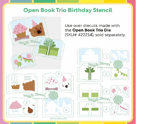 422216 Open Book Trio Birthday Stencil