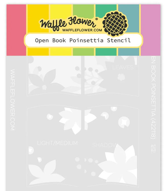 Open Book Poinsettia Stencil