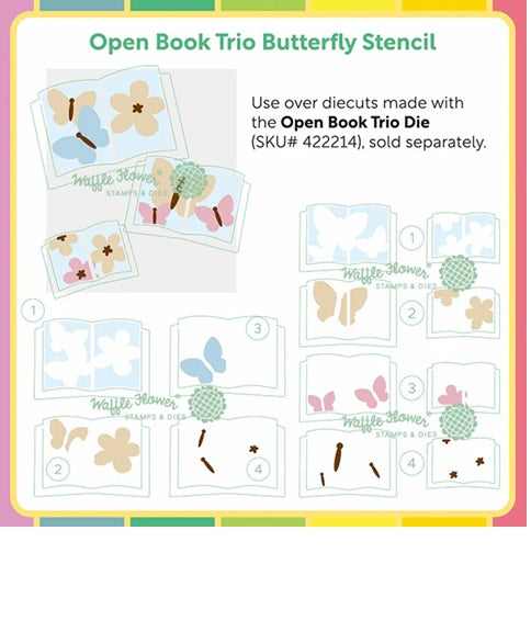 422217 Open Book Trio Butterfly Stencil