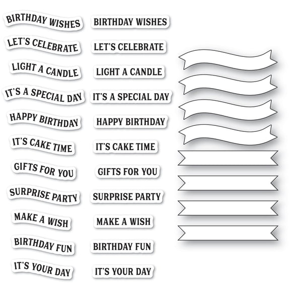 CB514 Birthday Banners clear stamp and die set