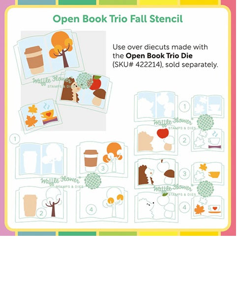 422218 Open Book Trio Fall Stencil