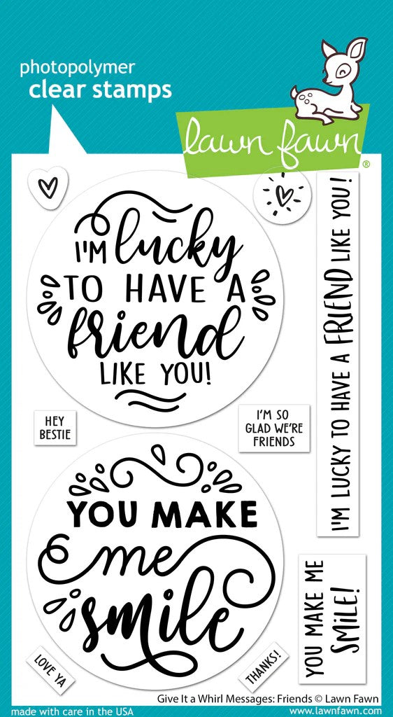 LF3421 Give it a Whirl Messages: Friends stamp set