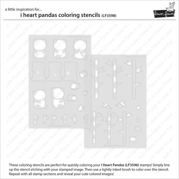 LF3598 I Heart Pandas Coloring Stencils