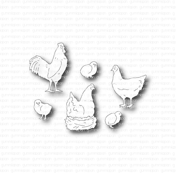 D220232 Rooster, Hens and Chicks