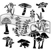 TCW578s Whimsical Shrooms 6 x 6 Stencil