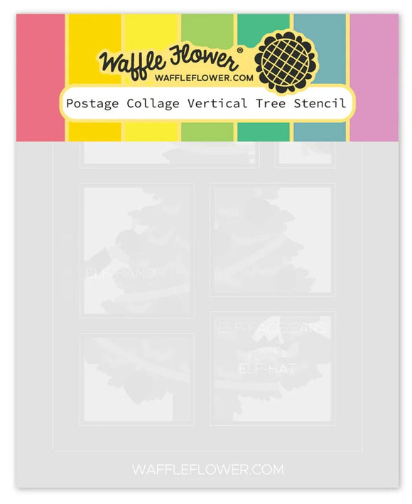 Postage Collage Vertical Tree Stencil