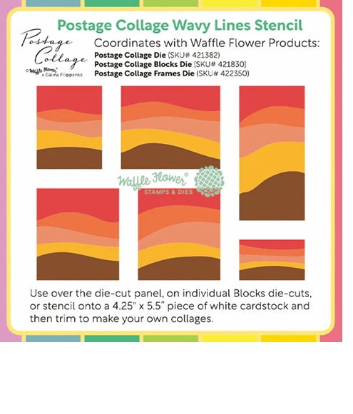 Postage Collage Wavy Lines Stencil – CraftFancy