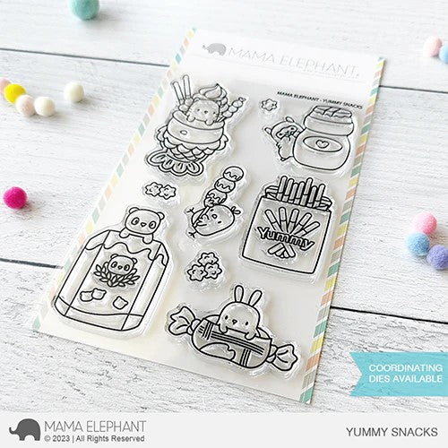 Mama Elephant Yummy Snacks Clear Stamp Set