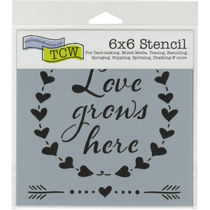 TCW798s 6x6 Love Grows Stencil