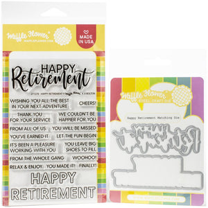 Waffle Flower - Happy Retirement Photopolymer Stamp & Die Set