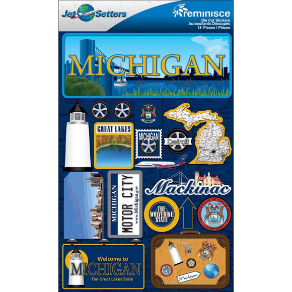 Reminisce Jet Setters Michigan Sticker Set