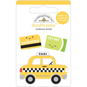 Doodle-Pops 3D Stickers - Taxi, I heart travel