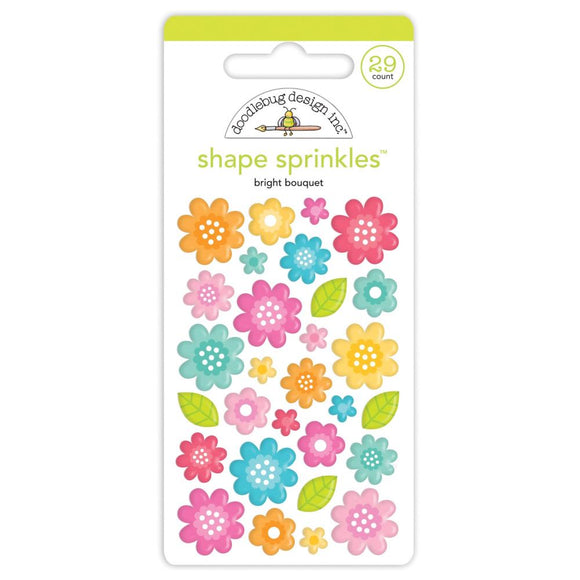 Doodlebug Sprinkles Enamel Shapes - Bright Bouquet