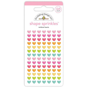 Doodlebug Sprinkles Enamel Shapes - Rainbow Hearts