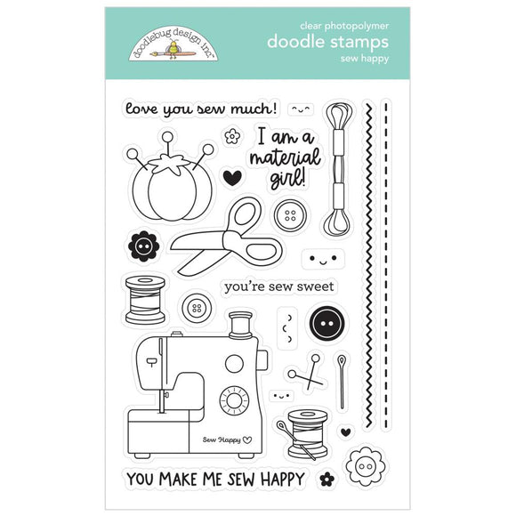 Doodlebug Design Sew Happy Clear Stamp Set