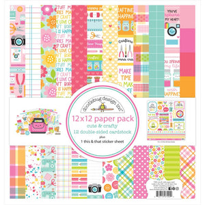 Doodlebug Double-Sided Paper Pack 12"X12" Cute & Crafty