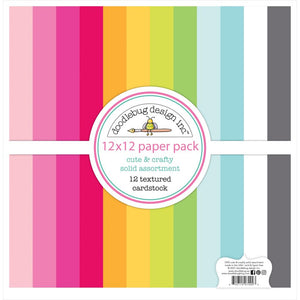 Doodlebug Textured Double-Sided Cardstock 12"X12" Pack Cute & Crafty