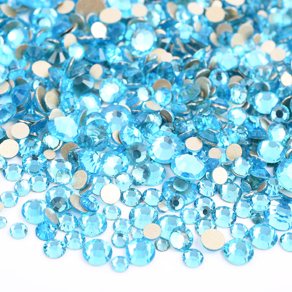 Crystal Glass Rhinestones - Aquamarine