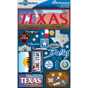 Reminisce Jet Setters Texas Sticker Set