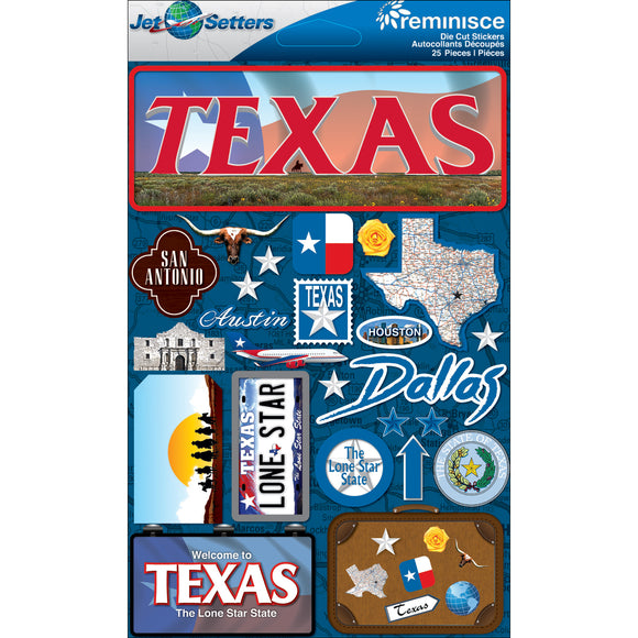 Reminisce Jet Setters Texas Sticker Set