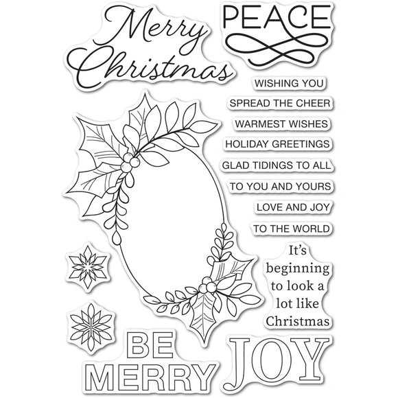 CL5273 Festive Christmas Greetings Clear Stamp Set