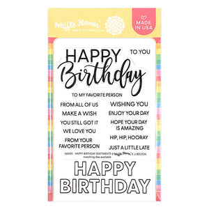 Waffle Flower Happy Birthday Sentiment Clear Stamp Set