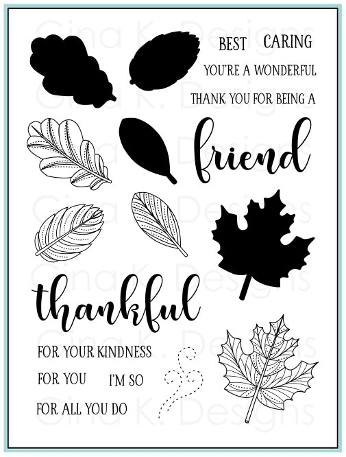 Stitched Leaves Clear Stamp