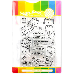 Waffle Flower Birthday Kitties Clear Stamp and Die Set