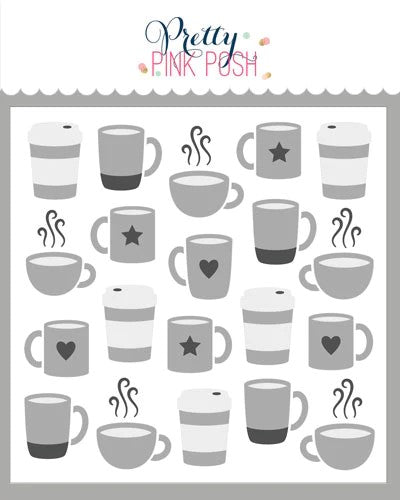 Layered Coffee Cups Stencils