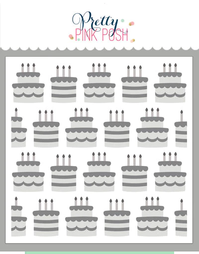 Layered Birthday Cakes Stencil